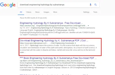 Google SERP for Download Engineering Hydrology by Subramanaya