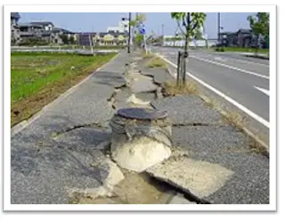 Liquefaction allowed this sewer to float upward – 2004 chuetsu earthquake