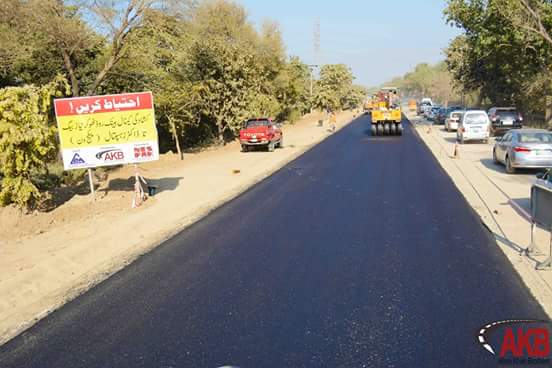 Asphalt is being compacted