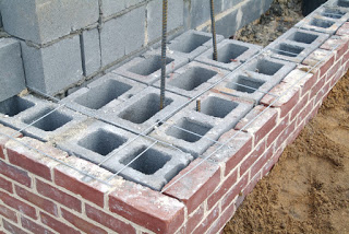 Blocks masonry is being reinforced Blocks masonry is being reinforced