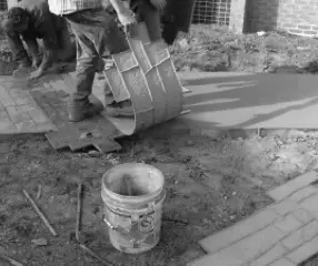 Fig.1. Stamped Concrete Preparation on a Concrete Driveway