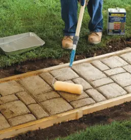 Fig.7: Finishing the Stamped Concrete with a Concrete Sealer