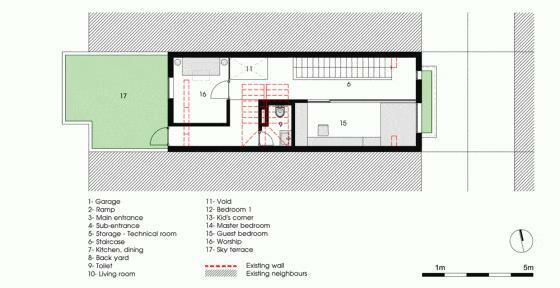 Plan of the fourth floor of the house