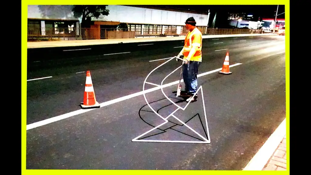 An arrow painted on the pavement means