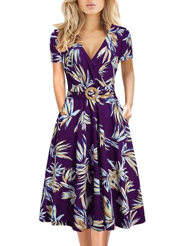 Fit and Flare Dresses for Womens Summer Elegant Criss-Cross V